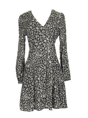 Uniqlo‎ Micro Daisy Flower Print Long Sleeve Mini Dress Size Small